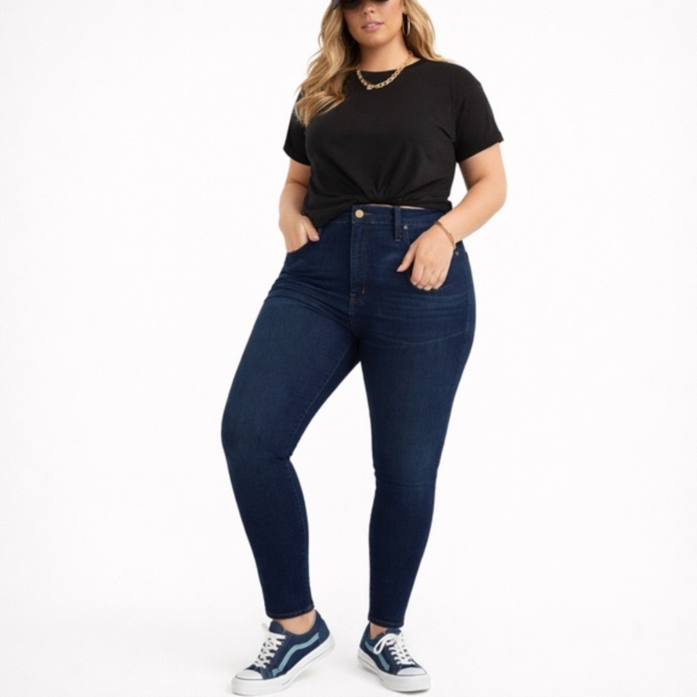 Madewell 9” High Rise Skinny Jeans Womens Plus Size 35  35P Blue Stretch​​​​